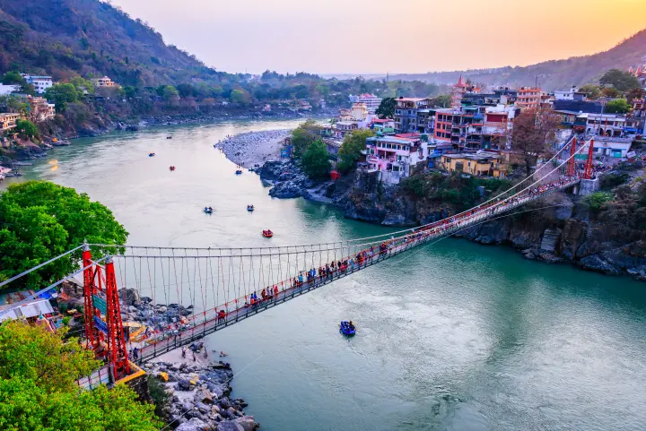 A footbridge across the Ganges at Rishikesh